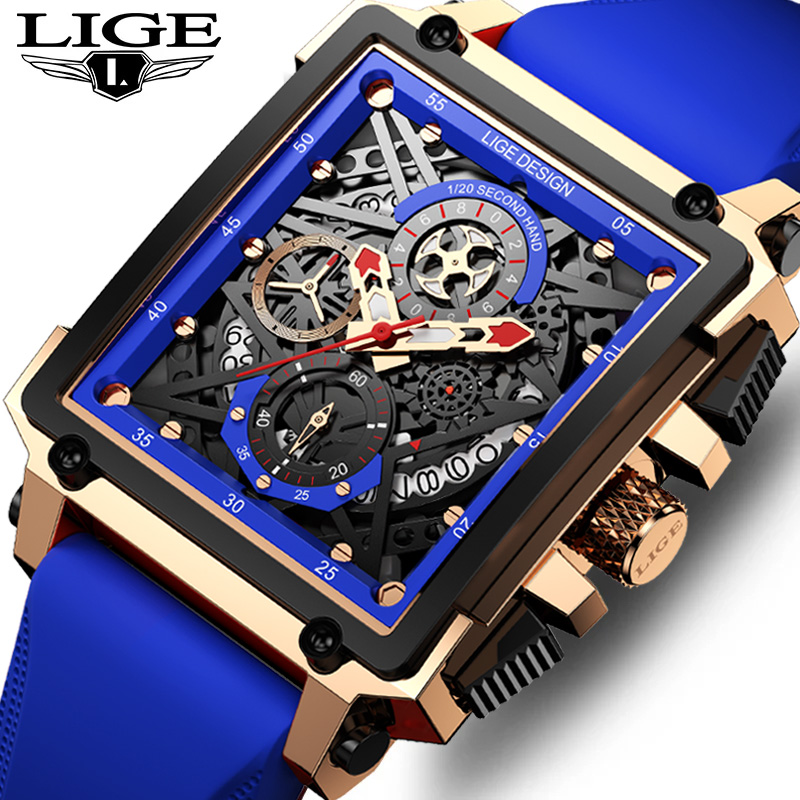 Silicone Band Replacement - LIGE-reloj analógico con correa de silicona