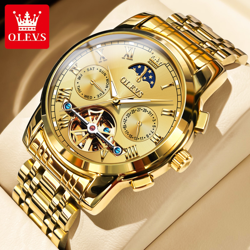 OLEVS 6617 Reloj mecánico clás - Leather Classic Strap reseña y precio